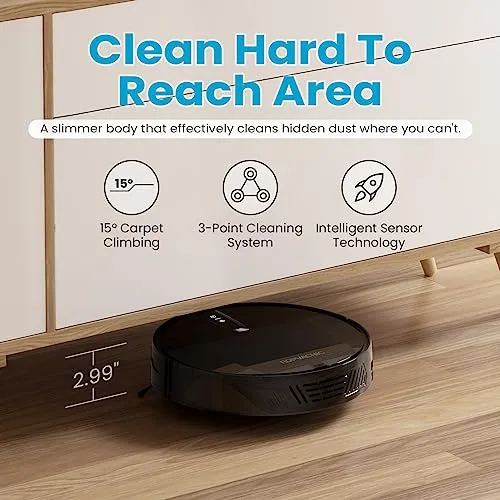 ROPVACNIC Robot Vacuum Cleaner with 3000Pa Cyclone Suction, APP/Voice/Remote Control, Automatic Self-Charging Robotic