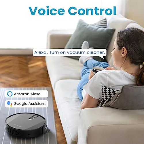 ROPVACNIC Robot Vacuum Cleaner with 3000Pa Cyclone Suction, APP/Voice/Remote Control, Automatic Self-Charging Robotic