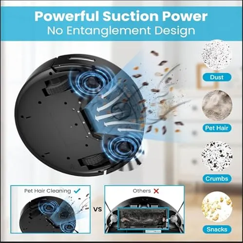 ROPVACNIC Robot Vacuum Cleaner with 3000Pa Cyclone Suction, APP/Voice/Remote Control, Automatic Self-Charging Robotic
