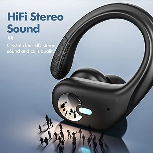 sajawass Wireless Earbuds Bluetooth Headphones 80Hrs Playback with LED Diaplay Wireless Charging Case Noise Cancelling Ear