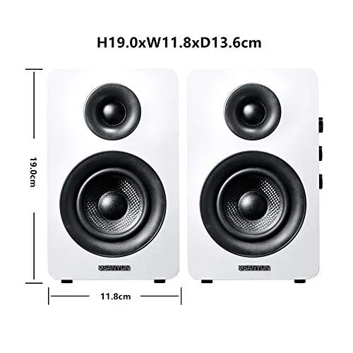 Sanyun SW208 3" Active Bluetooth 5.0 Bookshelf Speakers – 60W Carbon Fiber Speaker Unit - Built-in 24bit DAC Dynamic 3D