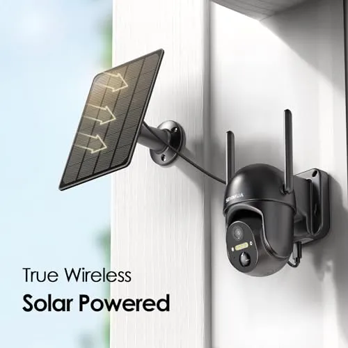 SEHMUA Solar Security Cameras Wireless Outdoor, 2K 360° View Battery Powered Outdoor Camera, WiFi Home Security with
