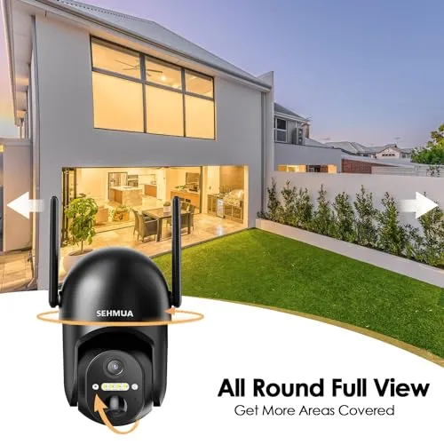 SEHMUA Solar Security Cameras Wireless Outdoor, 2K 360° View Battery Powered Outdoor Camera, WiFi Home Security with