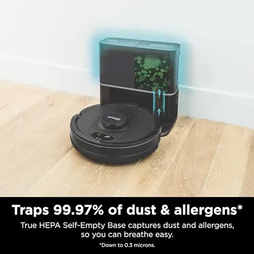 Shark AV2501S AI Ultra Robot Vacuum, with Matrix Clean, Home Mapping, 30-Day Capacity HEPA Bagless Self Empty Base, Perfect