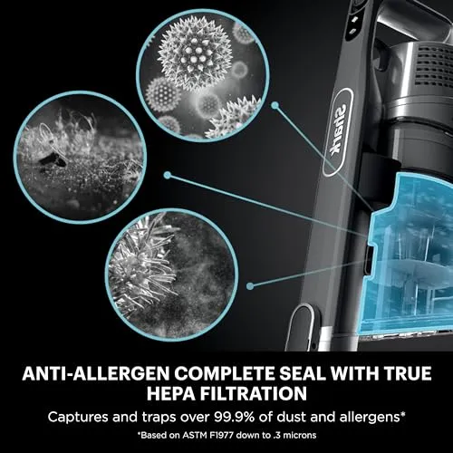 Shark IZ362H Anti-Allergen Cordless Pet Pro Lightweight Stick HEPA Vacuum with Self-Cleaning Brushroll, PowerFins, Crevice,