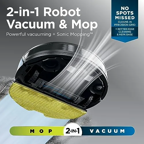 Shark Matrix Plus 2 in1 Robot Vacuum & Mop with Sonic Mopping, Matrix Clean, Home Mapping, HEPA Bagless Self Empty Base,