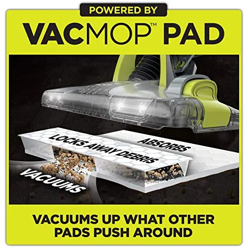 Shark VM252 VACMOP Pro Cordless Hard Floor Vacuum Mop with LED Headlights, 4 Disposable Pads & 12 oz. Cleaning Solution,