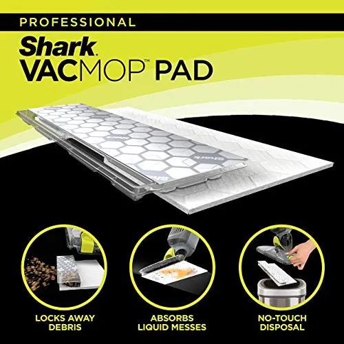 Shark VM252 VACMOP Pro Cordless Hard Floor Vacuum Mop with LED Headlights, 4 Disposable Pads & 12 oz. Cleaning Solution,