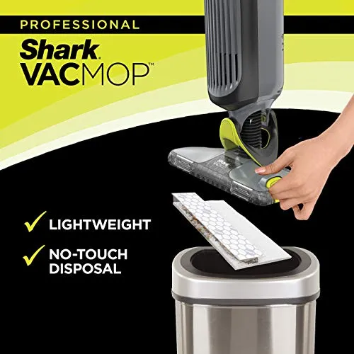 Shark VM252 VACMOP Pro Cordless Hard Floor Vacuum Mop with LED Headlights, 4 Disposable Pads & 12 oz. Cleaning Solution,