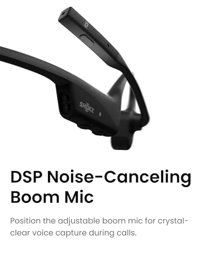 SHOKZ OpenComm2 Open-Ear Bone Conduction Headphones, Wireless Bluetooth Computer Headsets with Noise Canceling Mic and Mute
