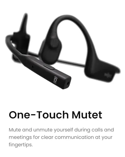 SHOKZ OpenComm2 Open-Ear Bone Conduction Headphones, Wireless Bluetooth Computer Headsets with Noise Canceling Mic and Mute