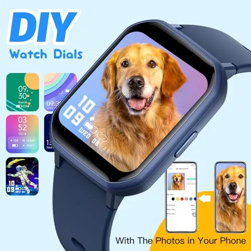 Slothcloud Kids Smart Watch for Boys,IP68 Waterproof Kids Fitness Tracker Watch with 1.5 Inch DIY Face,Heart Rate Sleep