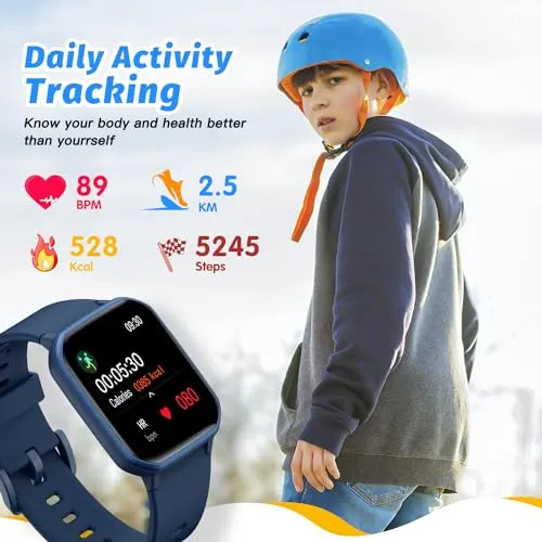 Slothcloud Kids Smart Watch for Boys,IP68 Waterproof Kids Fitness Tracker Watch with 1.5 Inch DIY Face,Heart Rate Sleep