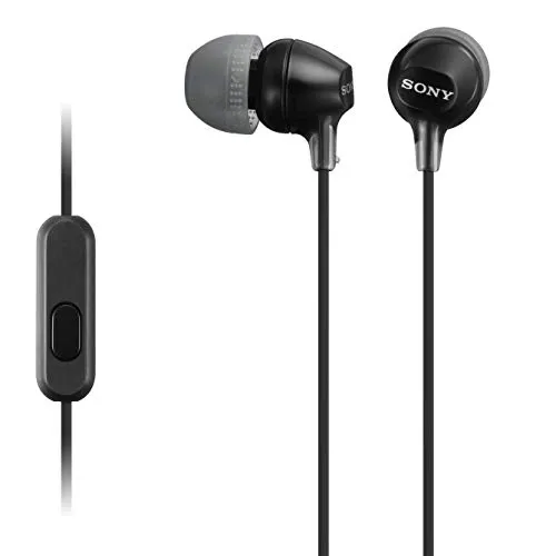Sony MDREX15AP In-Ear Earbud Headphones with Mic, Black (MDREX15AP/B) earbuds - side view