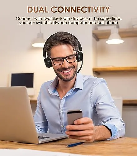 Soothielec (Upgraded Version) Wireless Headset, Bluetooth Headset with Noise Cancelling Microphone, Best Headset with Mic