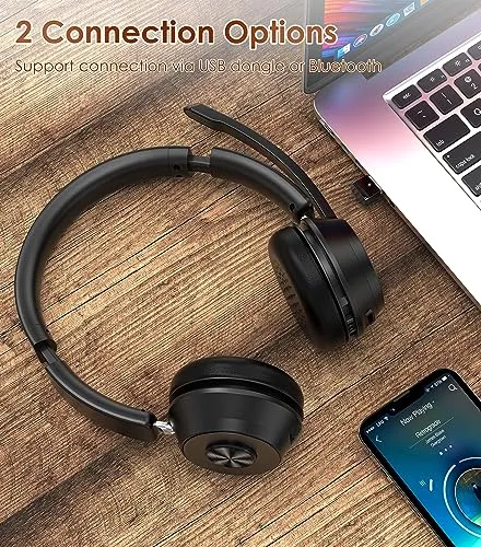 Soothielec (Upgraded Version) Wireless Headset, Bluetooth Headset with Noise Cancelling Microphone, Best Headset with Mic