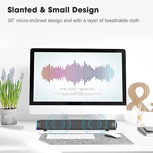 SOULION R30 Computer Speakers, USB Powered 3.5mm AUX Small PC Speakers, Colorful LED Lights with Switch Button, Surround