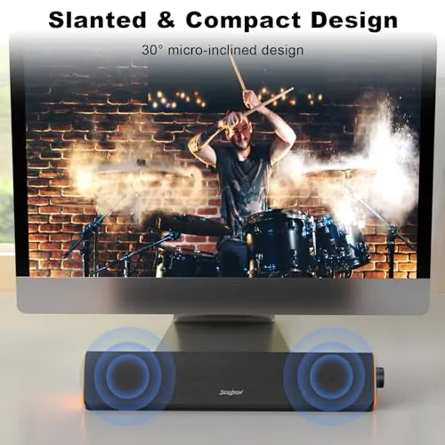SOULION R50 Bluetooth Computer Speakers, 3.5mm PC Sound Bar for Desktop Monitor, Wired USB Powered & Colorful RGB Lights