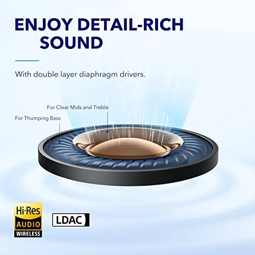 Soundcore by Anker Space A40 Auto-Adjustable Active Noise Cancelling Wireless Earbuds, Reduce Noise by Up to 98%, 50H