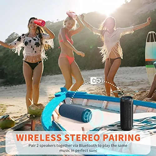 SOWO Portable Speaker, Wireless Bluetooth Speaker, IPX7 Waterproof, 25W Loud Stereo Sound, Bassboom Technology, TWS Pairing,