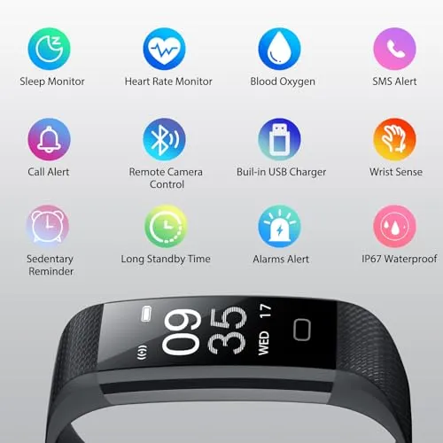 Stiive Fitness Tracker with Heart Rate Monitor, Blood Oxygen, Step Counter Activity Tracker with Pedometer, Sleep Tracking,
