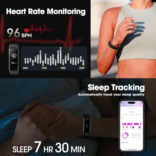 Stiive Fitness Tracker with Heart Rate Monitor, Blood Oxygen, Step Counter Activity Tracker with Pedometer, Sleep Tracking,