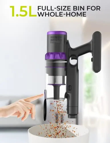 syvio 33Kpa Cordless Vacuum Cleaner with Digital Touchscreen, Lightweight Handheld Stick Vacuum, Auto Mode 30-60Min Runtime