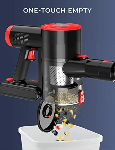Syvio Cordless Vacuum Cleaner Rechargeable with 2200mAh Detachable Battery, 18000Pa Cyclone Vacuum with Double HEPA Filters,