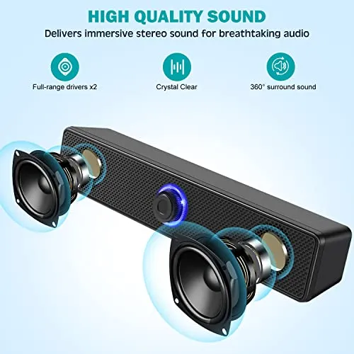 TAOTOSUNE Computer Speakers, USB Powered PC Speakers Wired Stereo Desktop Speakers for Computer, Desktop, Laptop, PC, Pad,