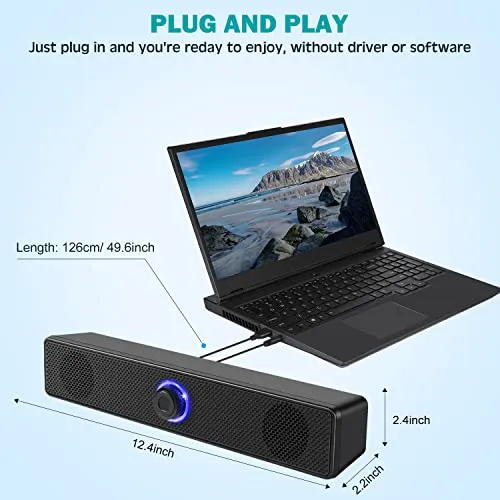 TAOTOSUNE Computer Speakers, USB Powered PC Speakers Wired Stereo Desktop Speakers for Computer, Desktop, Laptop, PC, Pad,