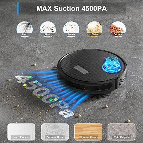 Tikom G8000 Pro Robot Vacuum and Mop Combo, 4500Pa Suction, 150Mins Max, Robotic Vacuum Cleaner with Self-Charging, Quiet,