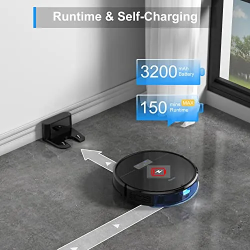 Tikom G8000 Pro Robot Vacuum and Mop Combo, 4500Pa Suction, 150Mins Max, Robotic Vacuum Cleaner with Self-Charging, Quiet,