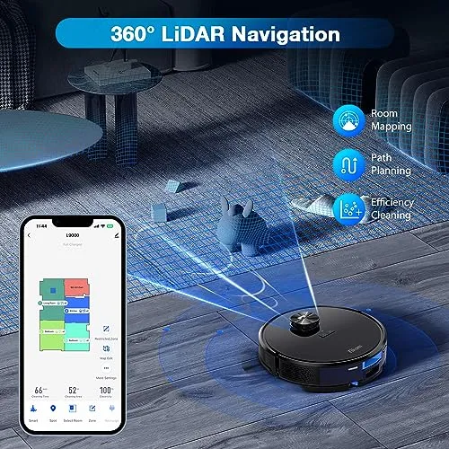 Tikom L9000 Robot Vacuum and Mop Combo, LiDAR Navigation, 4000Pa Robotic Vacuum Cleaner, Up to 150Mins, Smart Mapping, 14