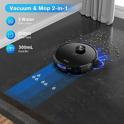 Tikom L9000 Robot Vacuum and Mop Combo, LiDAR Navigation, 4000Pa Robotic Vacuum Cleaner, Up to 150Mins, Smart Mapping, 14