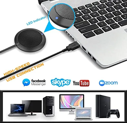 TKGOU Conference USB Microphone, Computer Desktop Mic with LED Indicator, TKGOU Plug & Play Omnidirectional Condenser PC