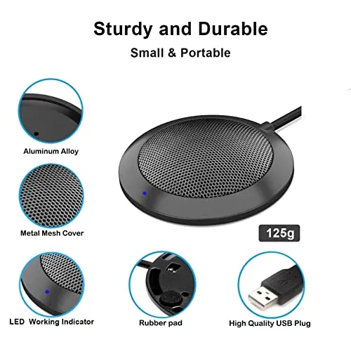 TKGOU Conference USB Microphone, Computer Desktop Mic with LED Indicator, TKGOU Plug & Play Omnidirectional Condenser PC