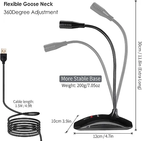 TKGOU USB Microphone for PC, Computer Microphone, PC Microphone with Mute Button & LED Indicator, Laptop Desktop Condenser