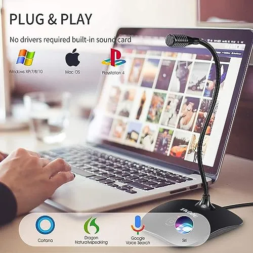 TKGOU USB Microphone for PC, Computer Microphone, PC Microphone with Mute Button & LED Indicator, Laptop Desktop Condenser