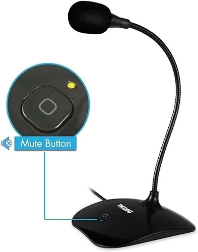 TKGOU USB Microphone for PC, Computer Microphone, PC Microphone with Mute Button & LED Indicator, Laptop Desktop Condenser