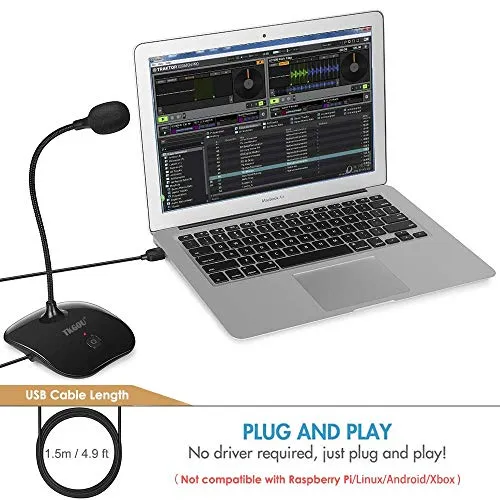TKGOU USB Microphone for PC, Computer Microphone, PC Microphone with Mute Button & LED Indicator, Laptop Desktop Condenser
