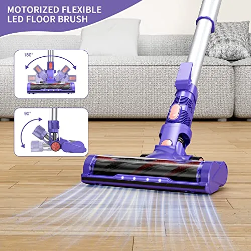TMA Cordless Vacuum Cleaner, 6 in 1 Lightweight Stick Vacuum Cleaner with 4 Filters 8-Cell Battery&40Min Runtime, 1.3L Dust