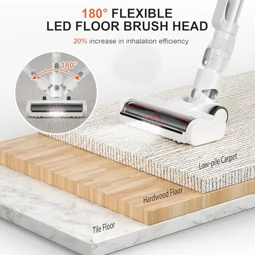 TMA Cordless Vacuum Cleaner, 6 in 1 Stick Vacuum Cleaner with 4 Filters 8-Cell Battery & 40 Mins Running Time 1.3L Dust