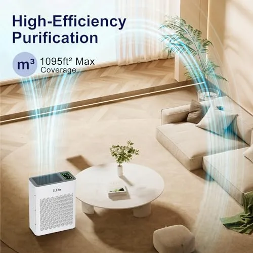 ToLife Air Purifiers for Home Large Room Up to 1095 Ft² with PM 2.5 Display Air Quality Sensor, Auto Mode, Timer, HEPA Air
