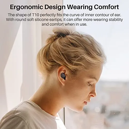 TOZO T10 Bluetooth 5.3 Wireless Earbuds with Wireless Charging Case IPX8 Waterproof Stereo Headphones in Ear Built in Mic