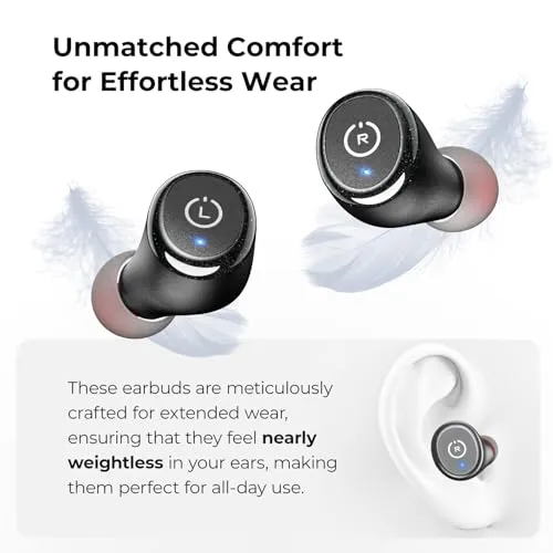 TOZO T10 Wireless Earbuds Bluetooth 5.3 Headphones, App Customize EQ, Ergonomic Design, 55H Playtime, Wireless Charging
