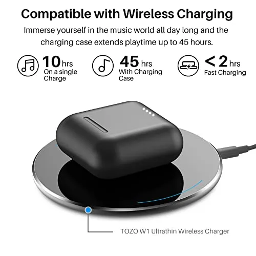 TOZO T6 True Wireless Earbuds Bluetooth 5.3 Headphones Touch Control with Wireless Charging Case IPX8 Waterproof Stereo