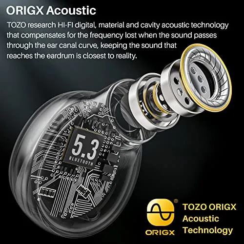 TOZO T6 True Wireless Earbuds Bluetooth 5.3 Headphones Touch Control with Wireless Charging Case IPX8 Waterproof Stereo