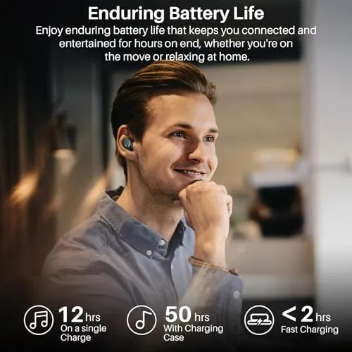 TOZO T6 Wireless Earbuds Bluetooth 5.3 Headphones, Ergonomic Design in-Ear Headset, 50Hrs Playtime with Wireless Charging