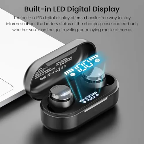 TOZO Tonal Dots (T12) Wireless Earbuds Bluetooth 5.3 Headphones Built-in ENC Noise Cancelling Mic, 55 Hrs Playtime App