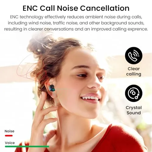 TOZO Tonal Dots (T12) Wireless Earbuds Bluetooth 5.3 Headphones Built-in ENC Noise Cancelling Mic, 55 Hrs Playtime App